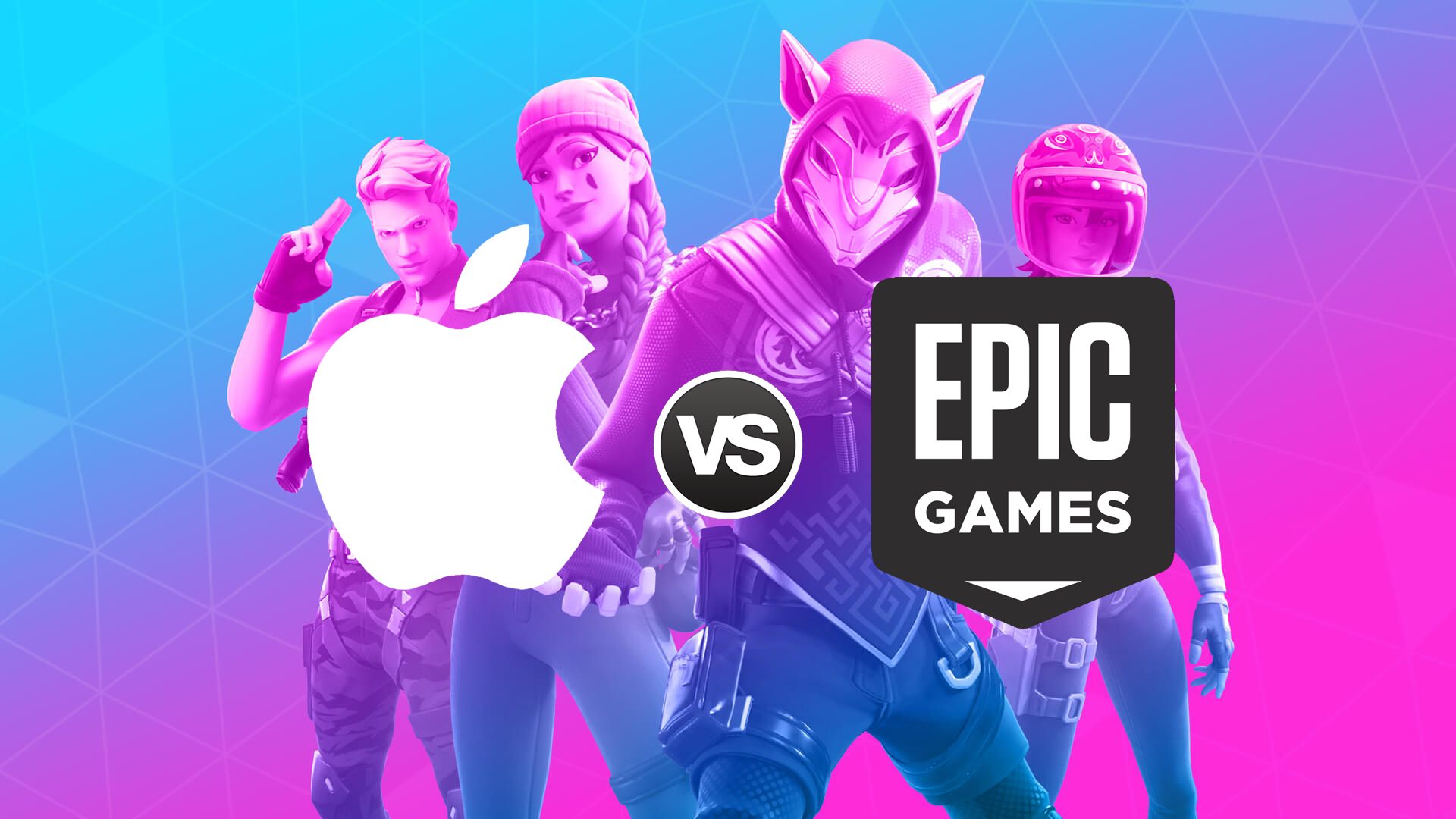 Đồ hoạ game Fortnite trước logo Apple